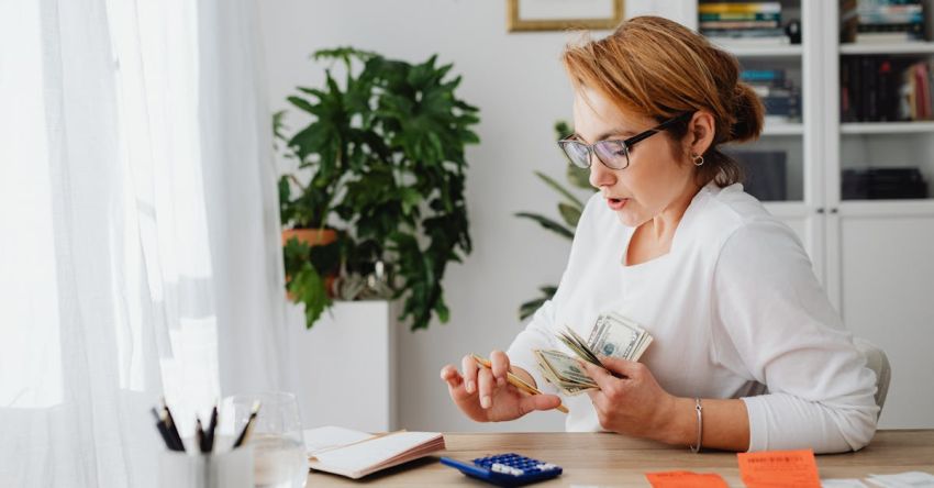 Managing Microservices - Woman Sitting at Desk Counting Money